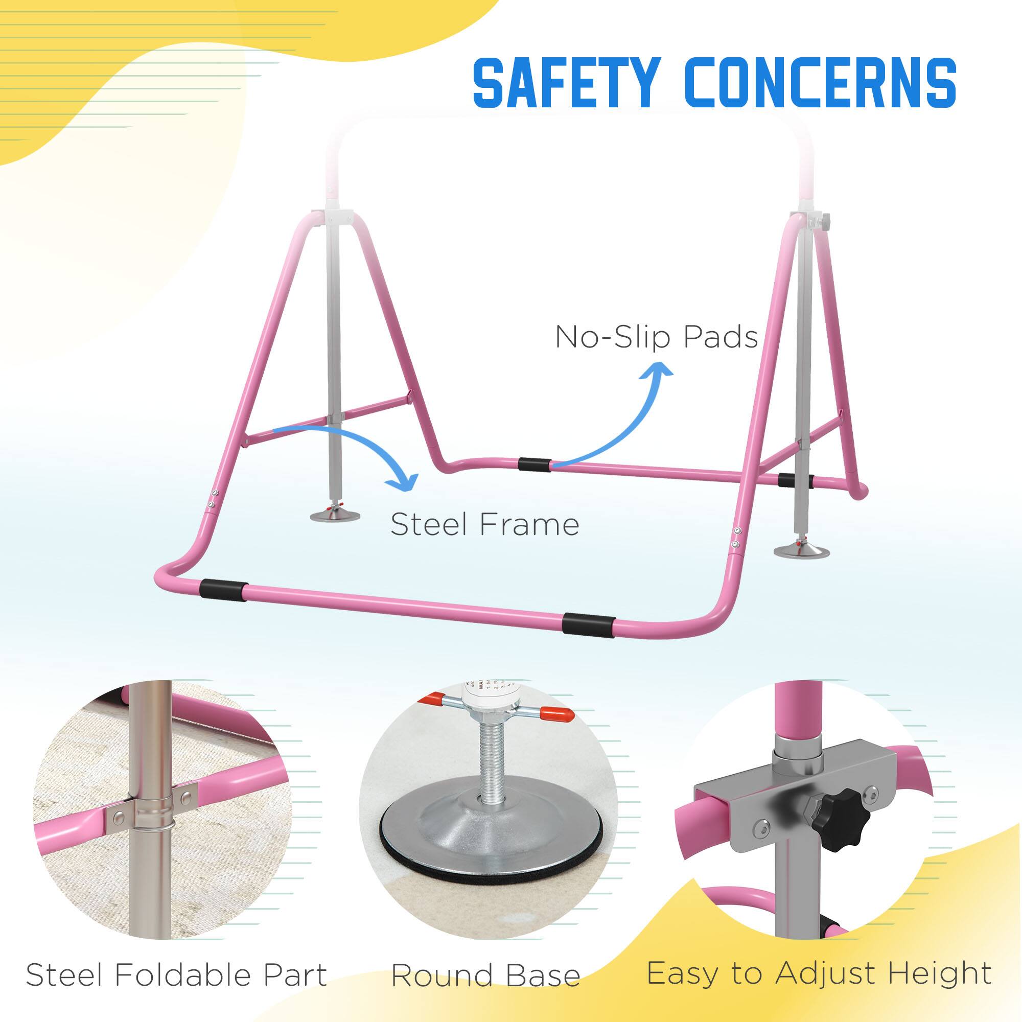 SAFETY CONCERNS

- No-Slip Pads
- Steel Frame
- Steel Foldable Part
- Round Base
- Easy to Adjust Height