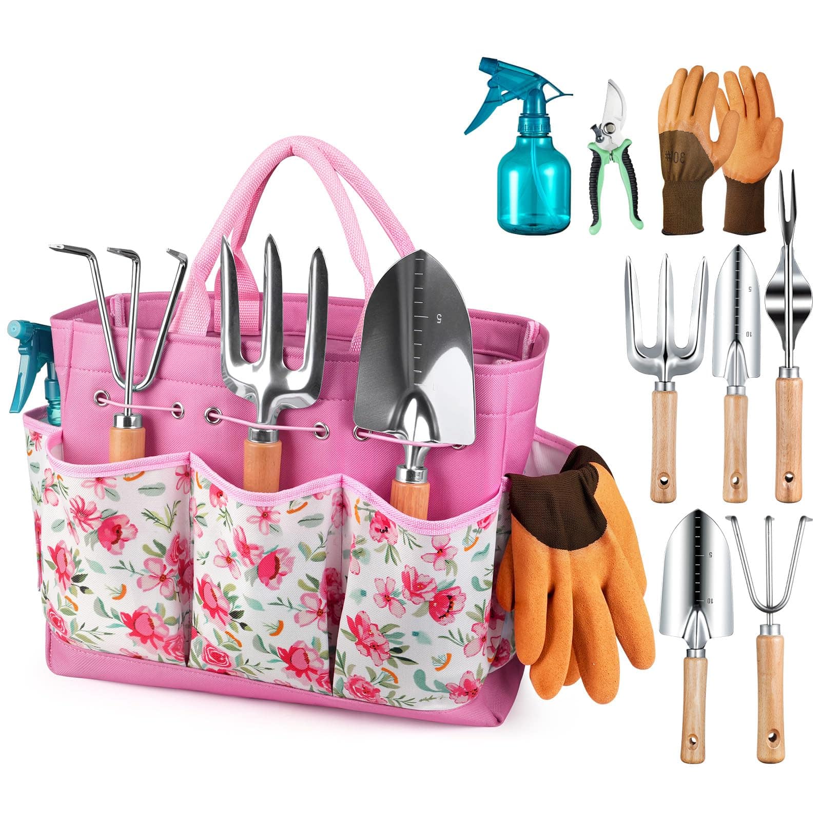 Skar Audio - Gardening Tools Heavy Duty Garden Hand With Fashion And Durable Organizer Handbag Rust-proof Tool Set Ideal - Pink