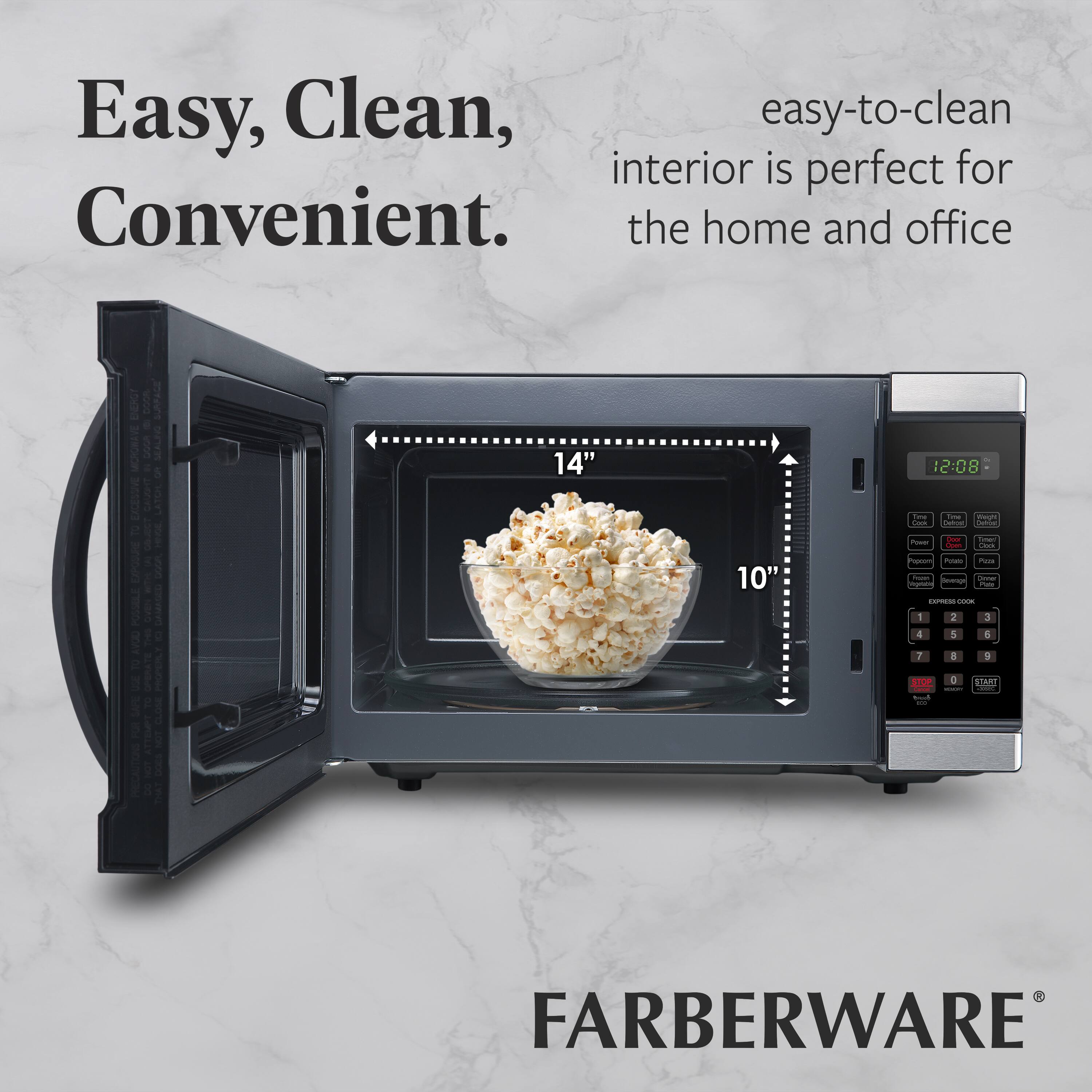 Easy, Clean, Convenient.  
Easy-to-clean interior is perfect for the home and office.  
FARBERWARE