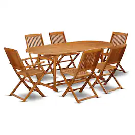 East West Furniture - Wooden Patio Set Natural Oil - Brown
