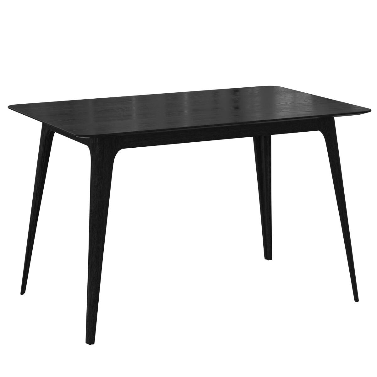 Alt View 4. Loheer - Loheer Black Rectangular Dining Table, Mid-Century Modern Rubberwood Frame - Black.
