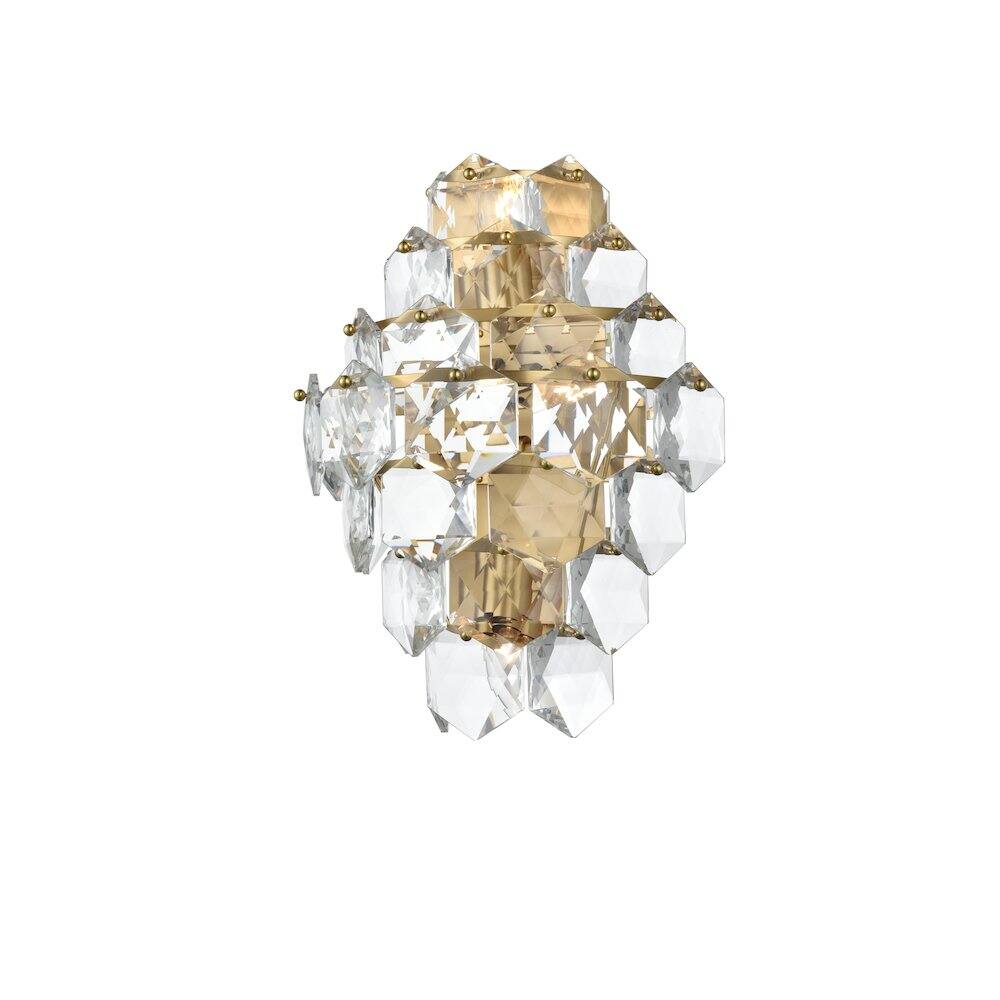 Angle. Elegant Lighting - Adaline 18 Inch Wall Sconce In Satin Gold - Satin Gold And Clear.