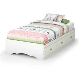 Hivvago - Twin size Platform Bed Frame with 3 Storage Drawers - White