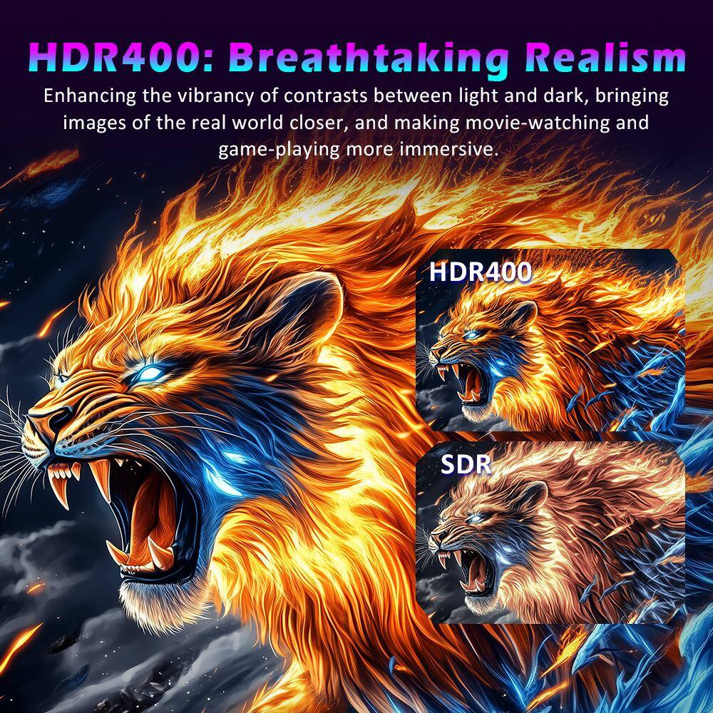 HDR400: Breathtaking Realism

Enhancing the vibrancy of contrasts between light and dark, bringing images of the real world closer, and making movie-watching and game-playing more immersive.

HDR400

SDR