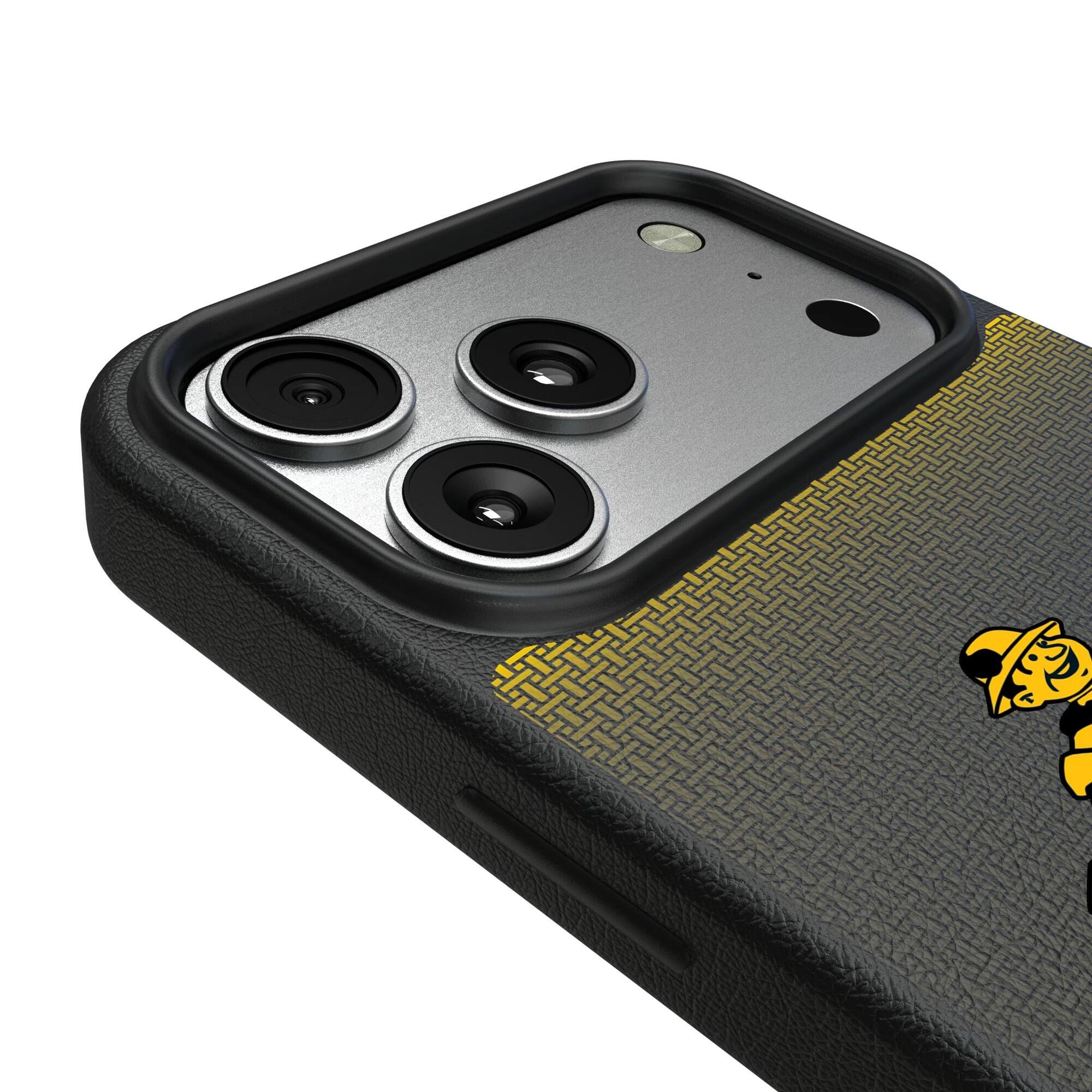 Alt View 2. Keyscaper - Pittsburgh Steelers Linen Logo iPhone Magnetic Bump Case - 15 Pro - Black.