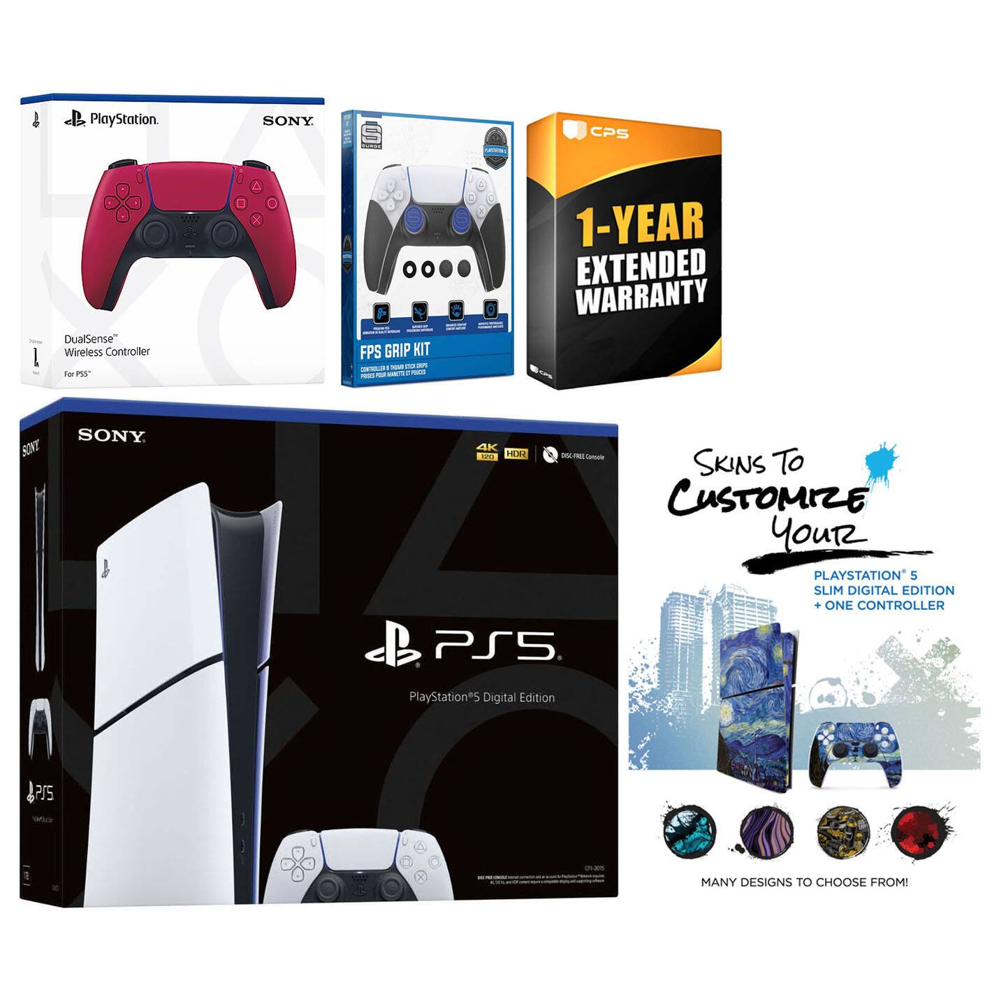- PlayStation SONY DualSense Wireless Controller for PS5
- FPS GRIP KIT
- 1-YEAR EXTENDED WARRANTY
- SONY PlayStation 5 Slim Digital Edition + One Controller
- Skins To Customize Your PlayStation 5 Slim Digital Edition
- Many Designs To Choose From!