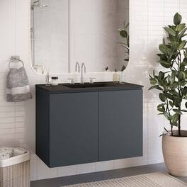 Modway - Bryn Wall-Mount Bathroom Vanity Basin Included - Gray Black
