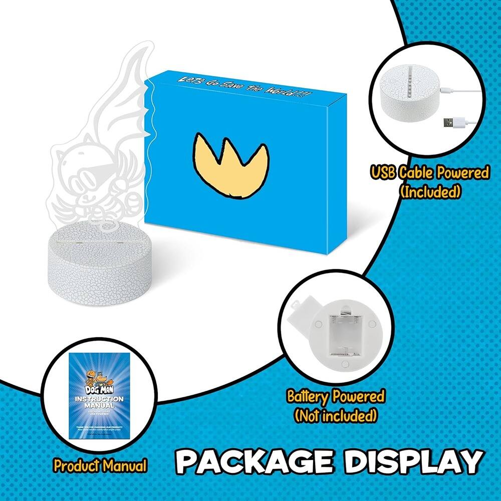 - USB Cable Powered (Included)
- Battery Powered (Not included)
- Product Manual
- PACKAGE DISPLAY