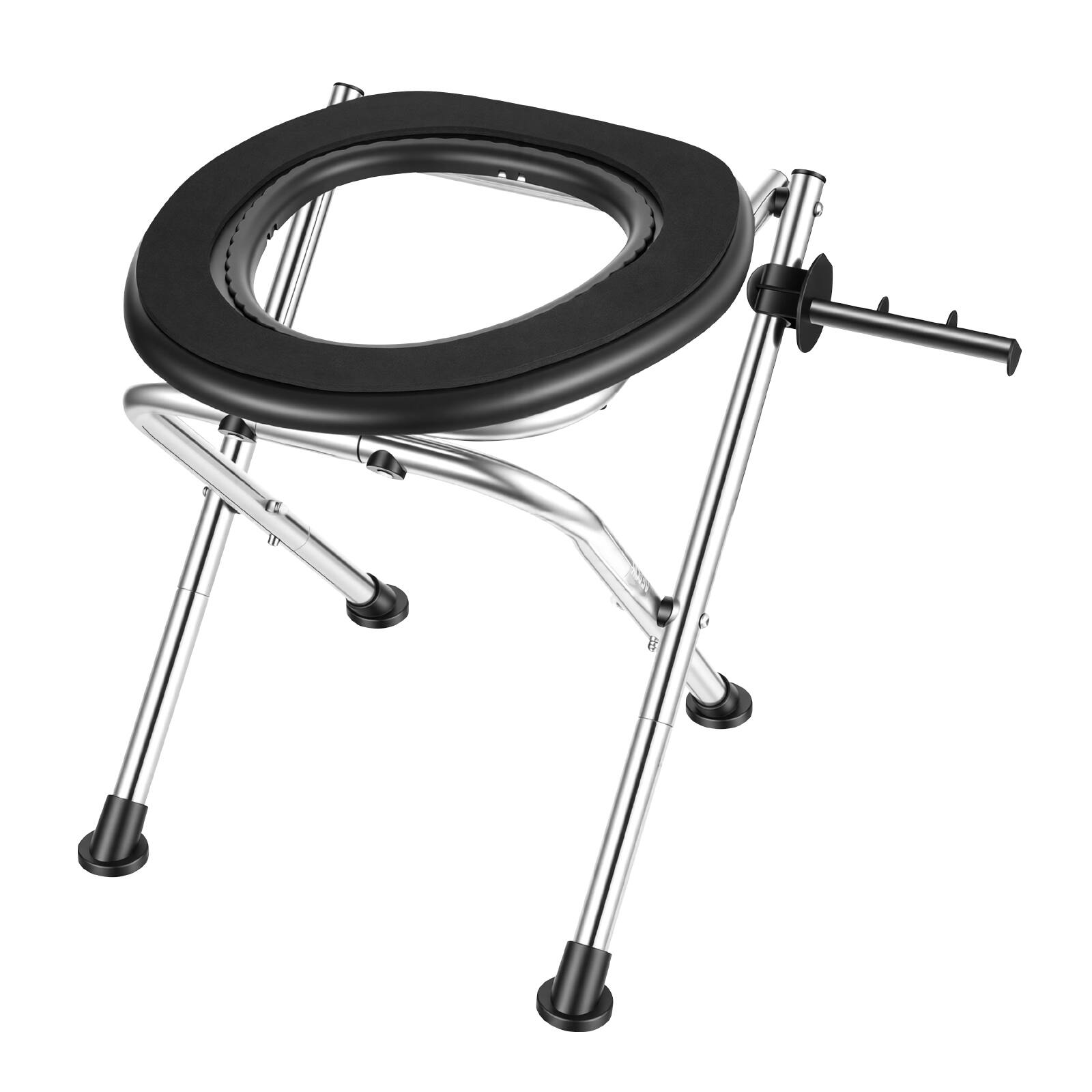 Alt View 5. VEVOR - Portable Toilet for Camping, 350 lbs Weight Capacity, Stainless Steel Foldable Camp Travel Toilet with Soft Seat - Black.