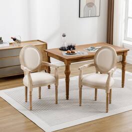 Boyel Living - Cream French Style Solid Wood Dining Armchair Set of 2 - Beige