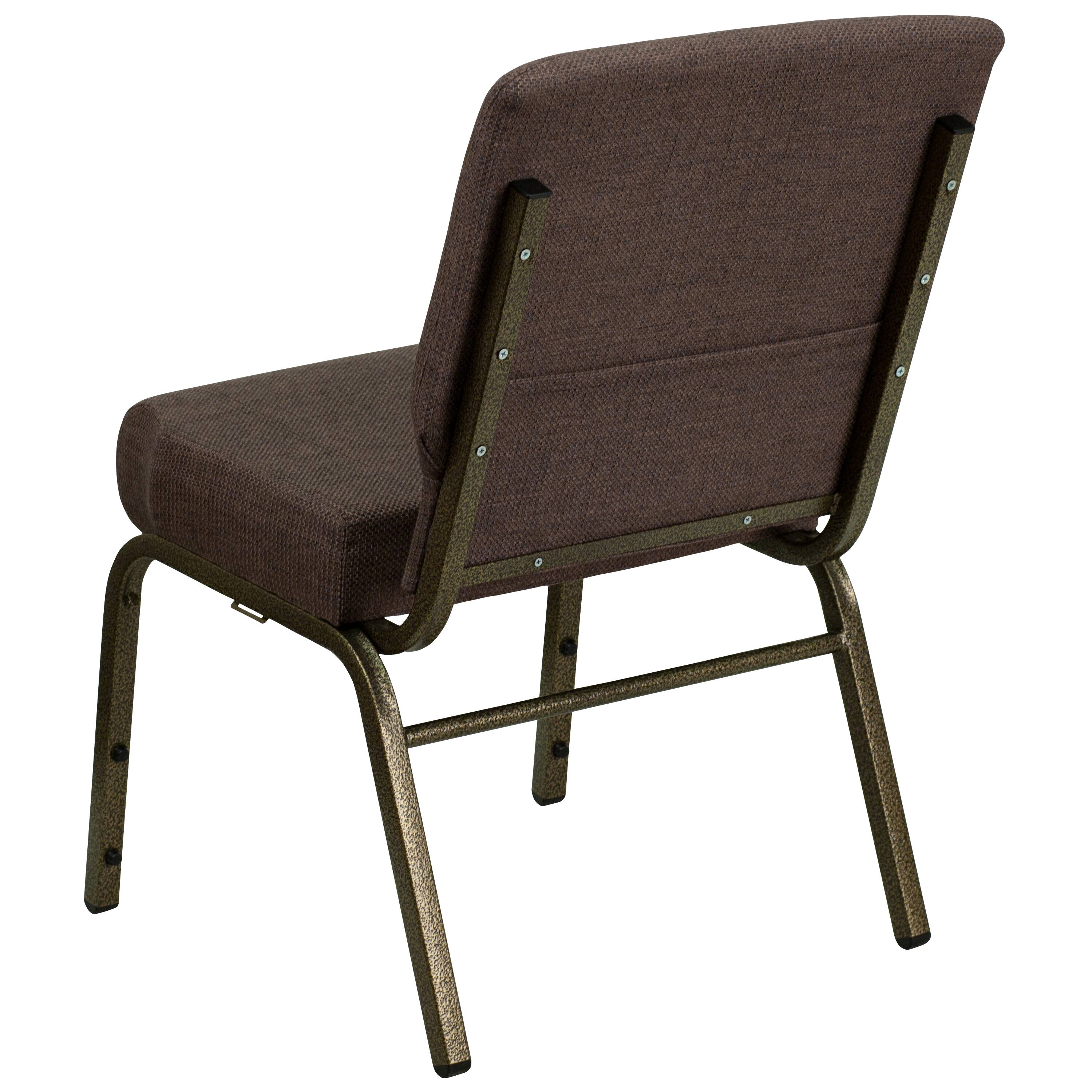 Alt View 5. Emma + Oliver - Stacking Auditorium Chair with 21" Seat - Brown Fabric/Gold Vein Frame.