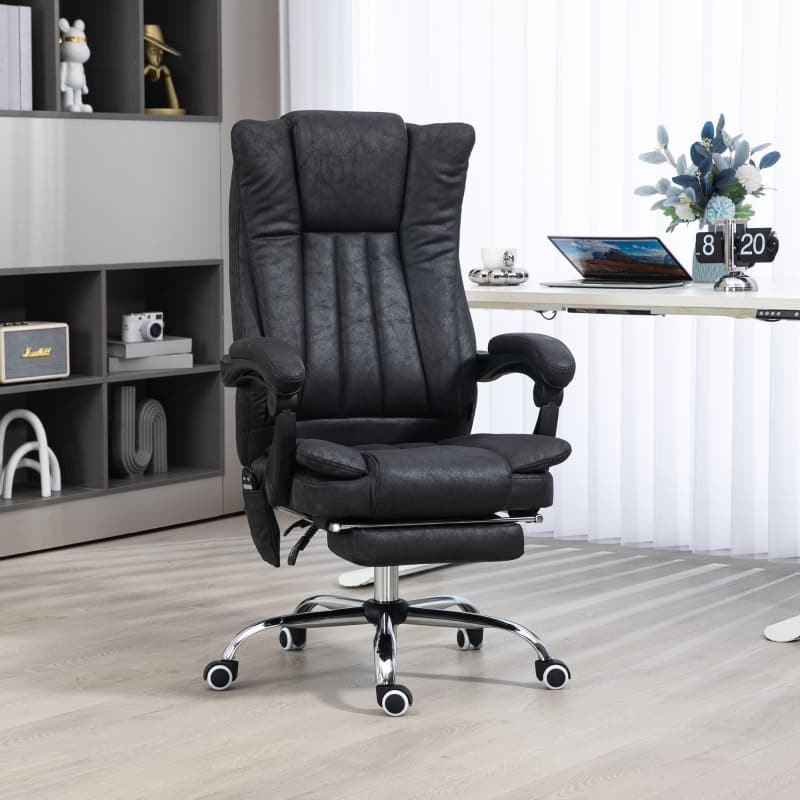 Anysun - Reclining Massage Office Computer Chair with Footrest and Adjustable Height - Black