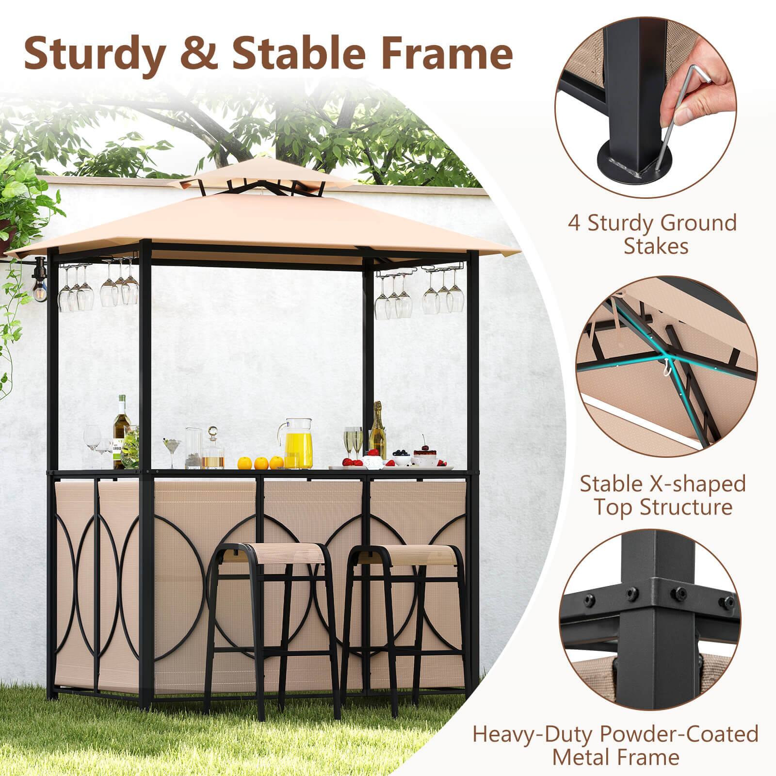 Sturdy & Stable Frame

- 4 Sturdy Ground Stakes
- Stable X-shaped Top Structure
- Heavy-Duty Powder-Coated Metal Frame