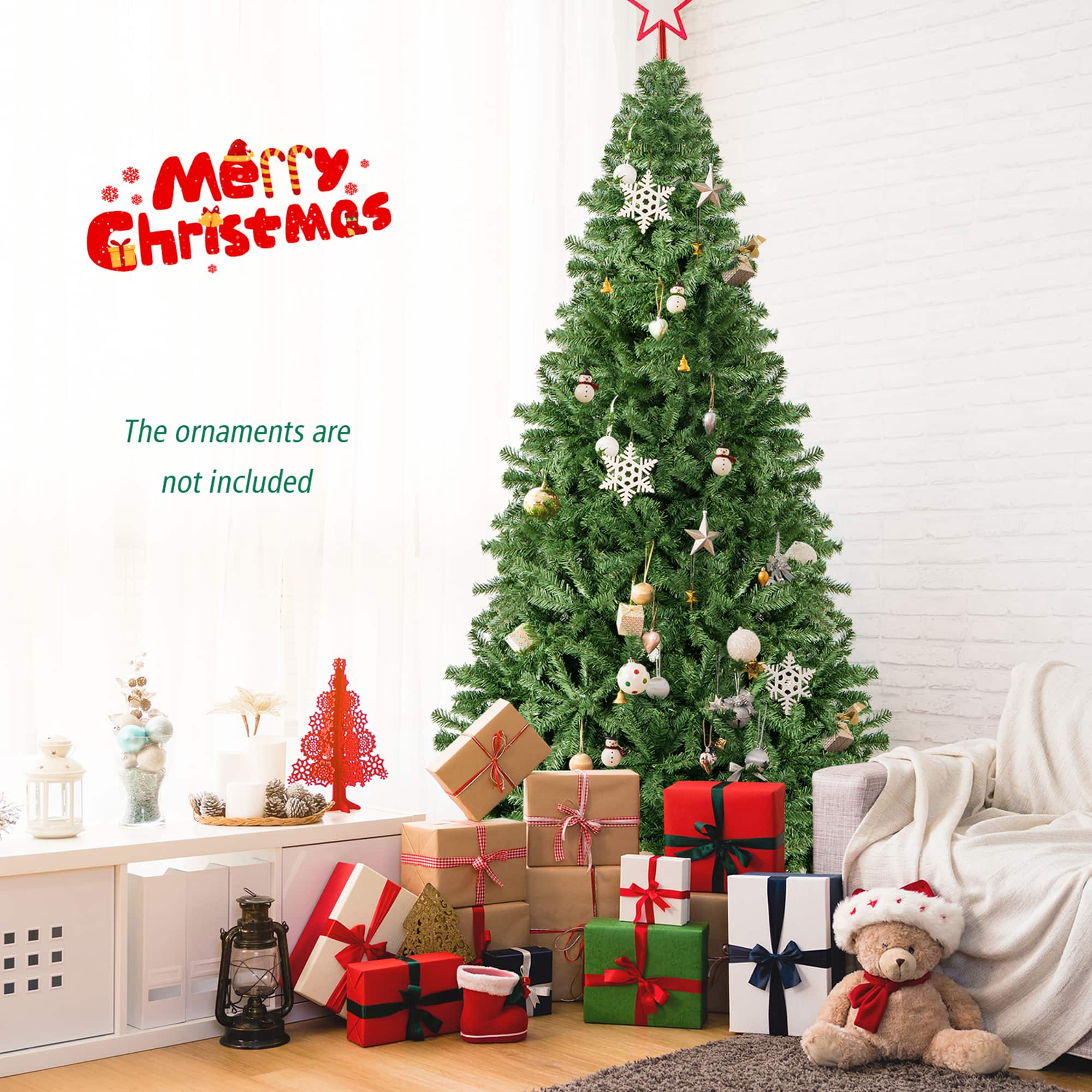 Gymax - 9 ft Unlit Artificial Christmas Tree Hinged Spruce Xmas Tree w/ Metal Stand - Green price history on PriceWatchPro