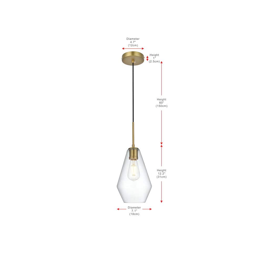 Living District - Gene 7 Inch Pendant Clear Shade in Satin Gold - Satin Gold And Clear