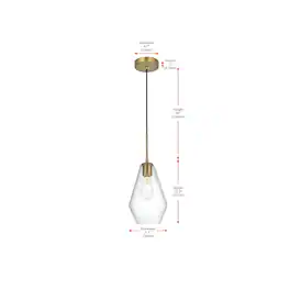 Living District - Gene 7 Inch Pendant Clear Shade in Satin Gold - Satin Gold And Clear
