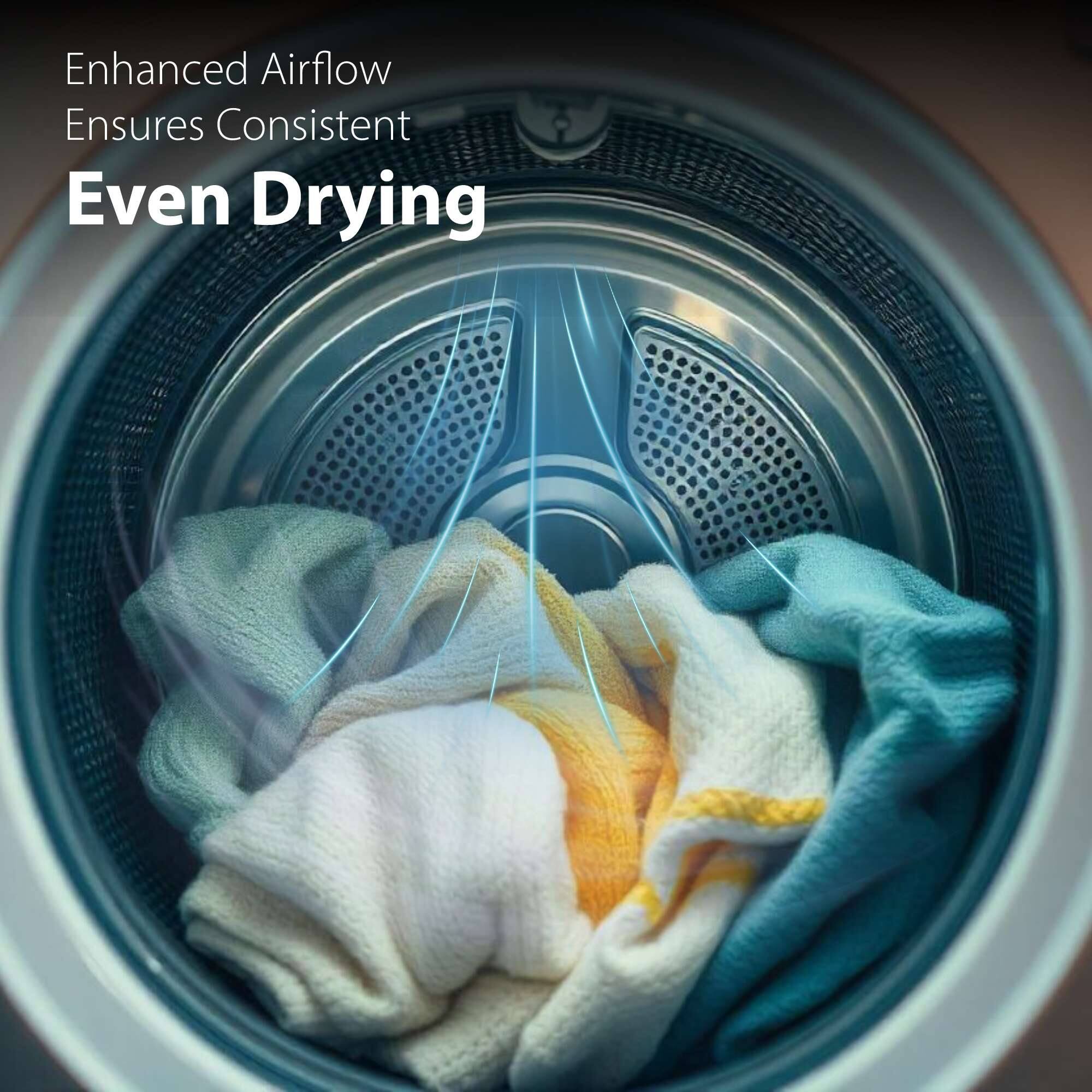 Enhanced Airflow Ensures Consistent Even Drying