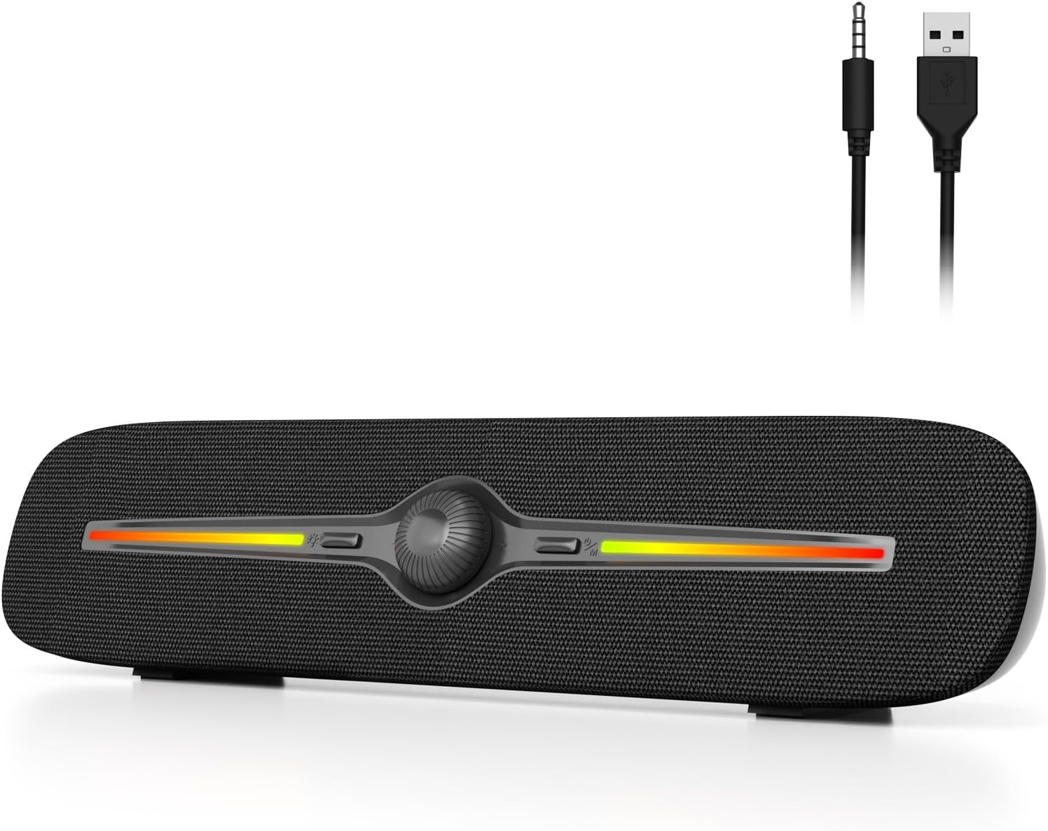 Front. Stamp n Camp - SOULION R90 Bluetooth Computer Speakers for Desktop, USB Powered 3.5mm AUX PC with LED Dynamic Light, Portable Soundbar - defualt.