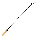 Front. Sunnydaze - 32 in Steel Outdoor Fire Pit Poker with Hook and Wooden Handle - Black.