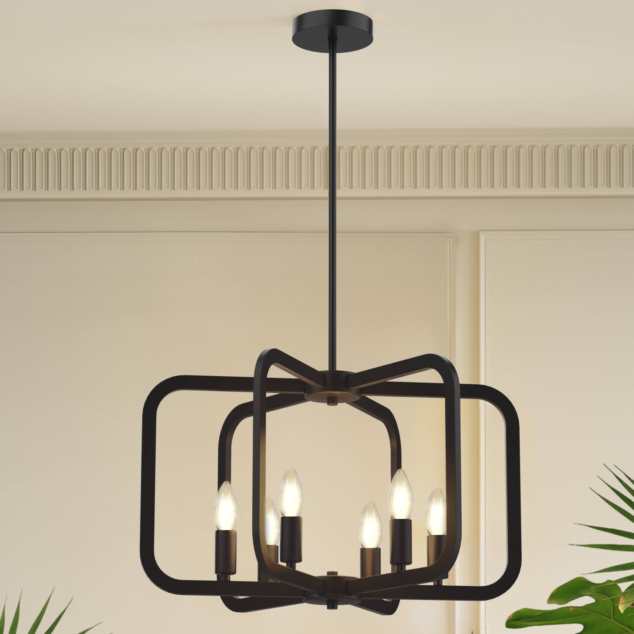 Front. Lamp Depot - 6-Light Pendant Chandelier - Black.