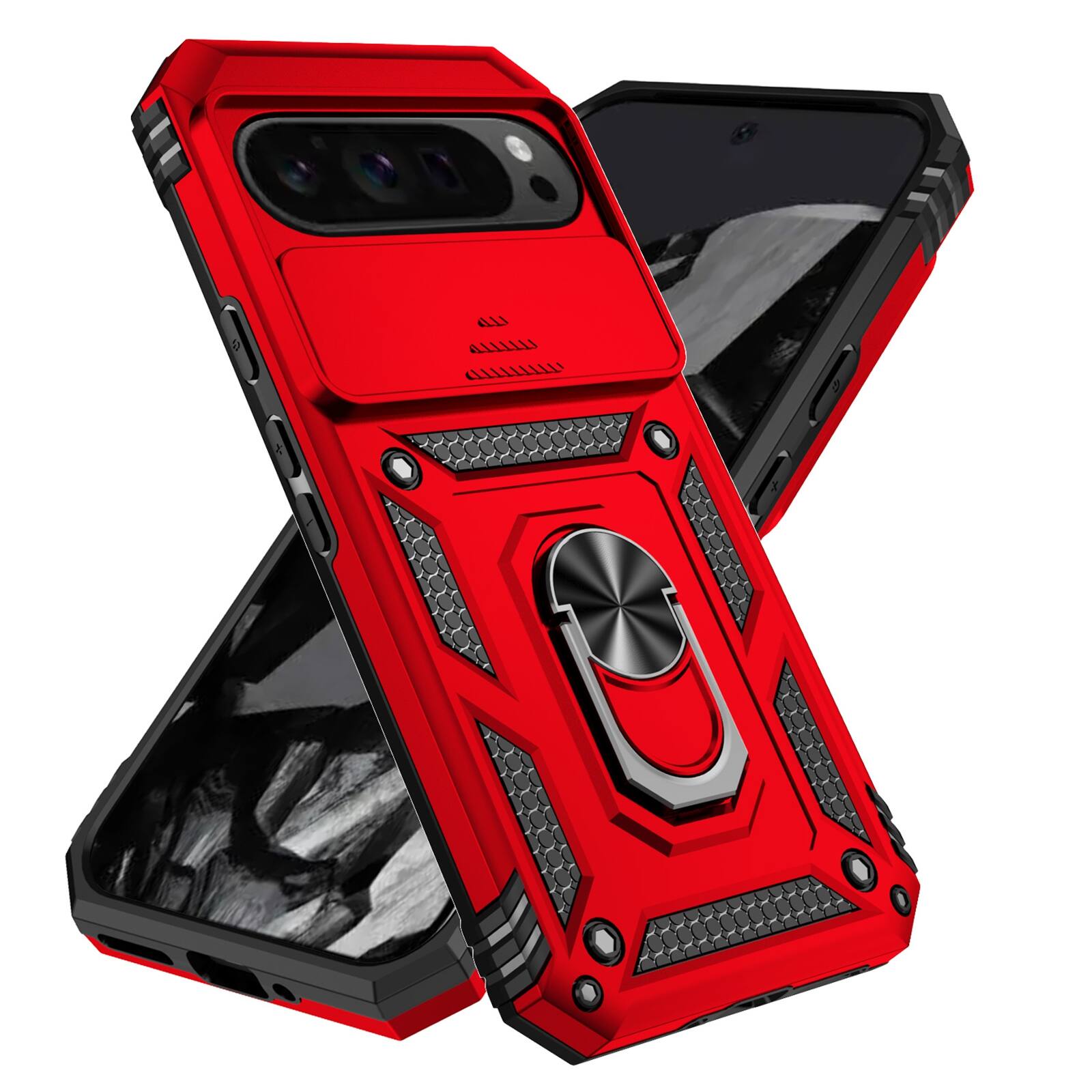 UUCOVER - Rugged Protective Case for Google Pixel 10 Pro XL,Shockproof TPU+PC Case Slide Camera Cover Ring Holder Stand Cover - Red price history on PriceWatchPro
