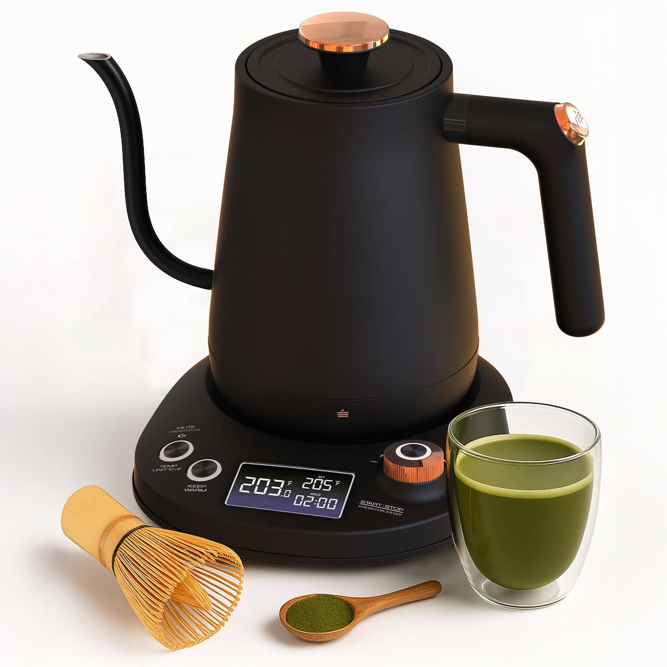 Dapper Styles - Electric Kettle With Precise Temperature Control. Pour Over Coffee & Tea Kettle. Boil-dry Protect - Gooseneck