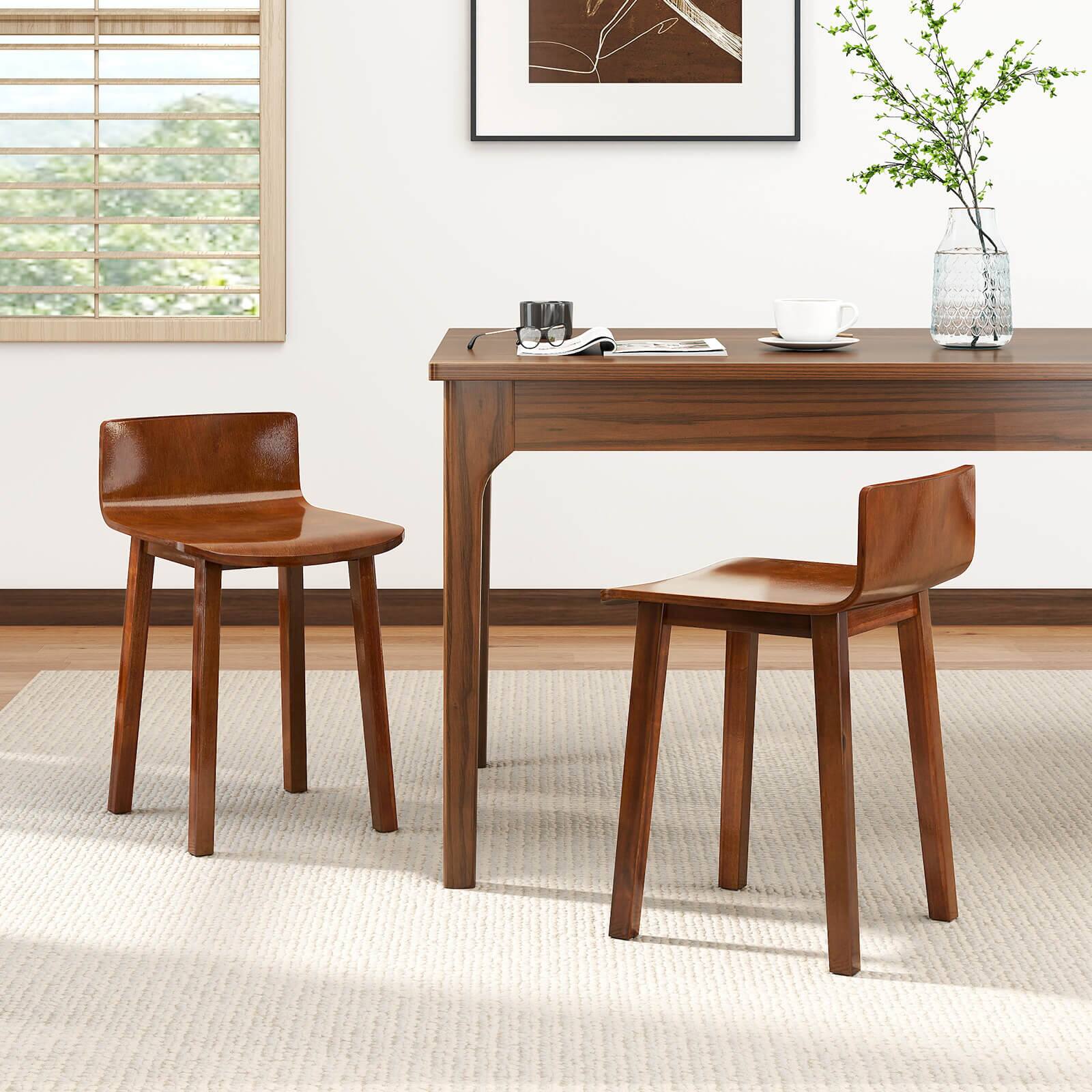 Alt View 5. Costway - Costway Dining Chairs Set of 2 with Acacia Wood Legs Curved Seat & Low Back for Home - Brown.