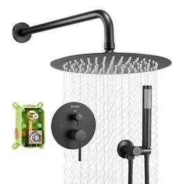 VEVOR - Shower Faucet Set, Rainfall Bathroom Shower System with 8-Inch Round Rain Shower Head and Handheld Spray - Matte Black