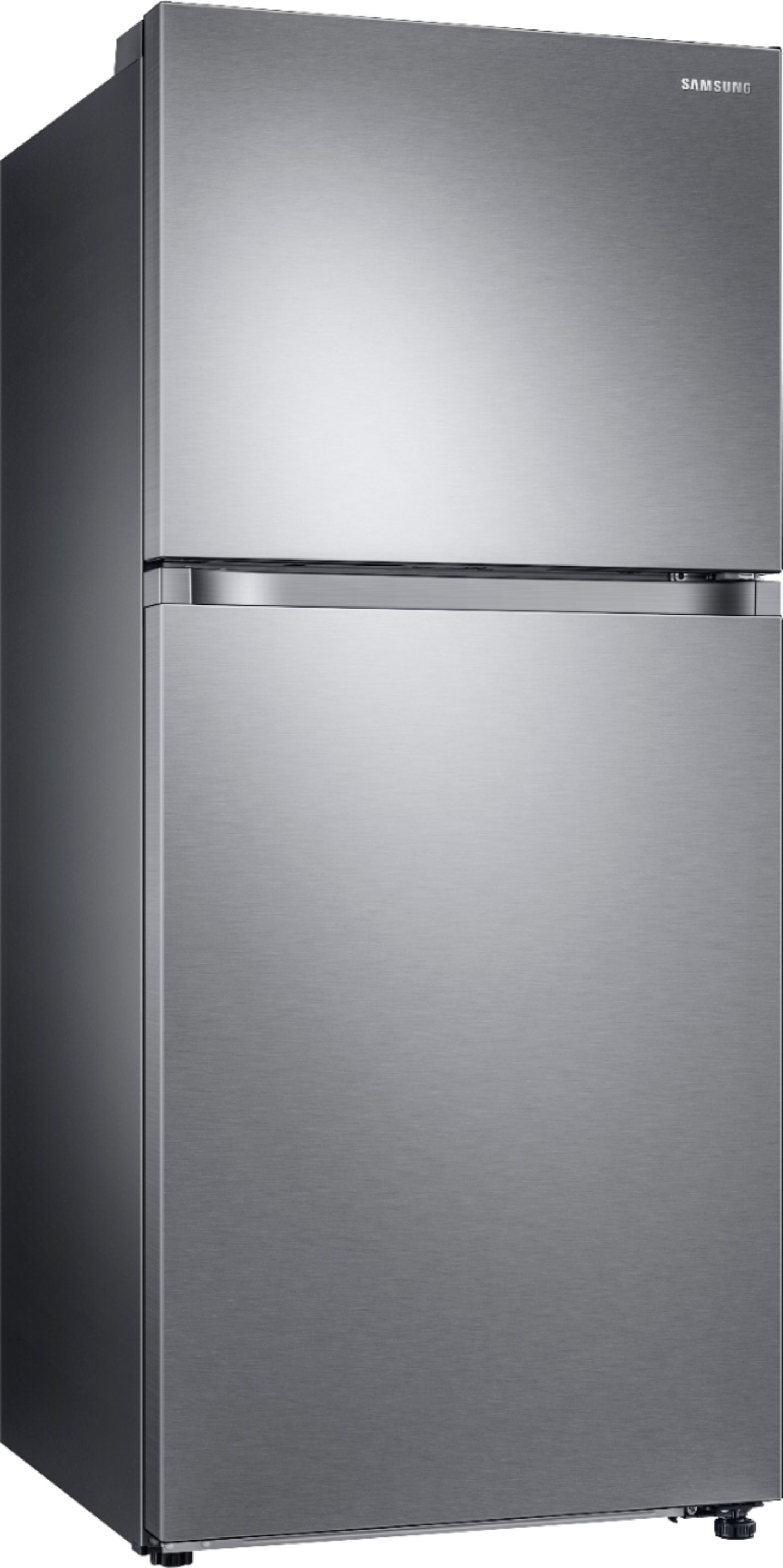 Angle View: Samsung - 17.6 cu. ft. Top-Freezer Refrigerator with FlexZone - Stainless Steel