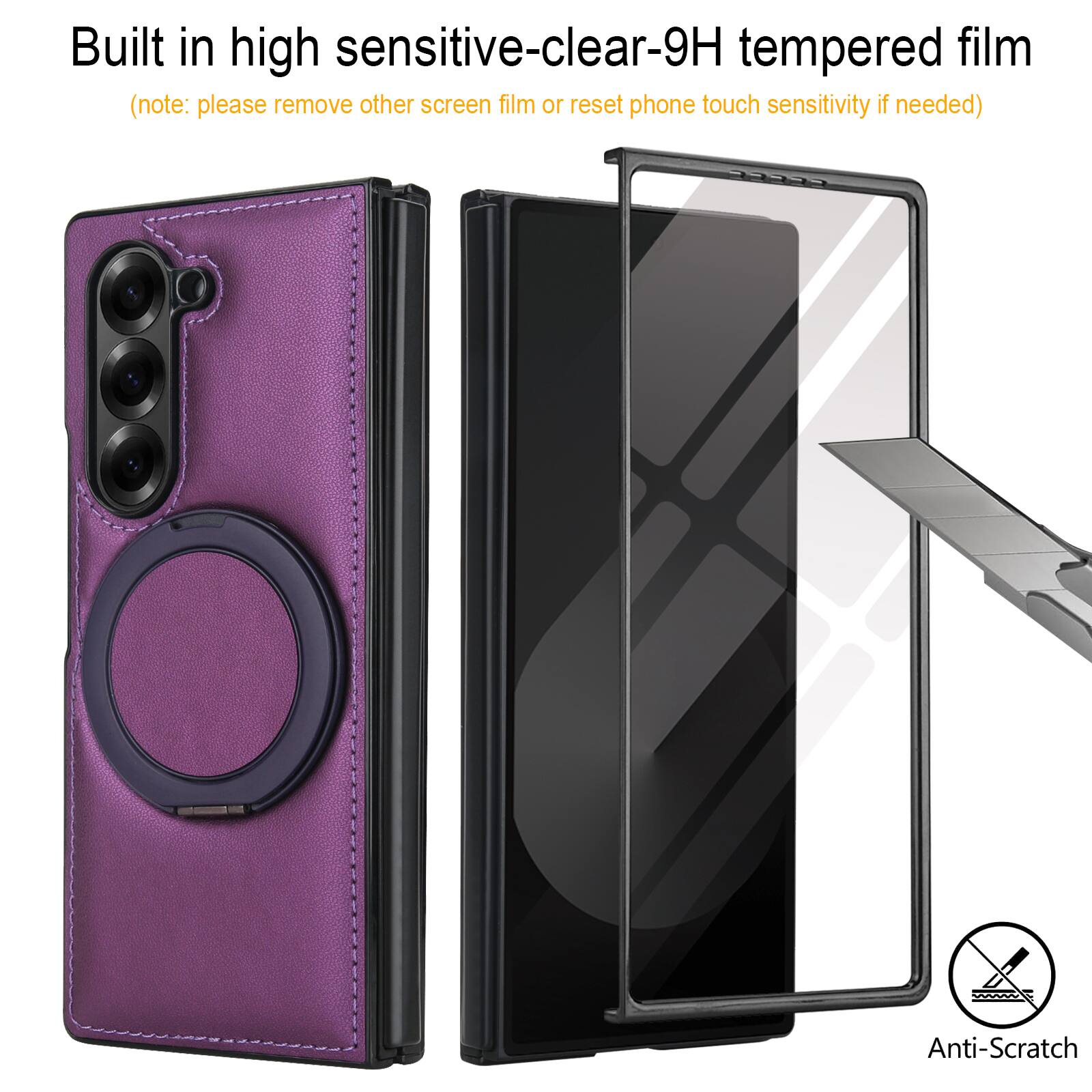Built in high sensitive-clear-9H tempered film  
(note: please remove other screen film or reset phone touch sensitivity if needed)  
Anti-Scratch