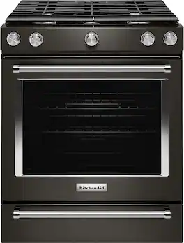 KitchenAid - 5.8 Cu. Ft. Self-Cleaning Slide-In Gas Convection Range - Black Stainless Steel