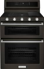KitchenAid - 6.0 Cu. Ft. Self-Cleaning Freestanding Double Oven Gas Convection Range - Black stainless steel - Front_Standard