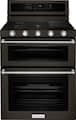 KitchenAid - 30 in. Wide 5 burners 6.0 cu. ft. Self-Cleaning Freestanding Double Oven Gas Convection Range - Black Stainless Steel