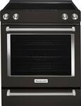 KitchenAid - 30 in. Wide 4 elements 6.4 cu. ft. Self-Cleaning Slide-In Electric Convection Range - Black Stainless Steel