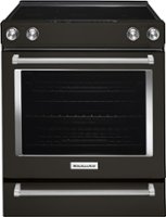 KitchenAid - 6.4 Cu. Ft. Self-Cleaning Slide-In Electric Convection Range - Black Stainless Steel - Front_Zoom