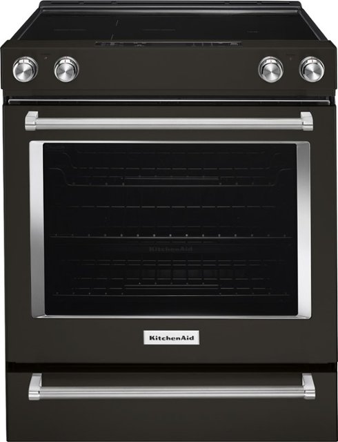 Front Zoom. KitchenAid - 6.4 Cu. Ft. Self-Cleaning Slide-In Electric Convection Range - Black Stainless Steel.