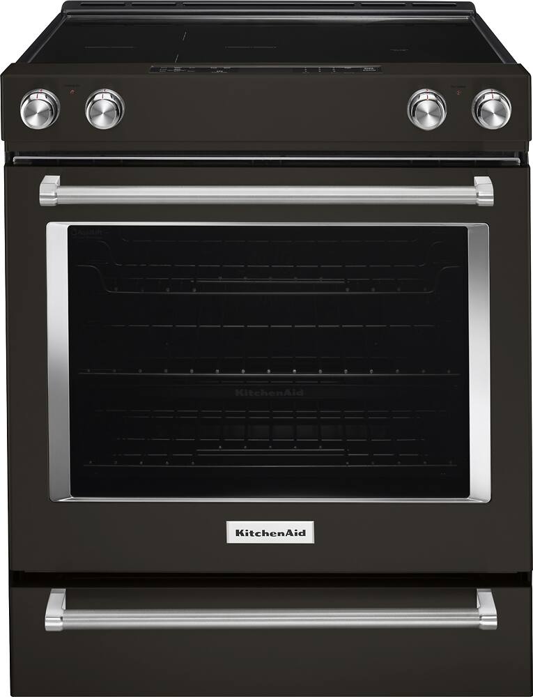 KitchenAid - 6.4 Cu. Ft. Self-Cleaning Slide-In Electric Convection Range - Black Stainless Steel