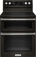 KitchenAid - 6.7 Cu. Ft. Self-Cleaning Freestanding Double Oven Electric Convection Range - Black Stainless Steel - Front_Zoom