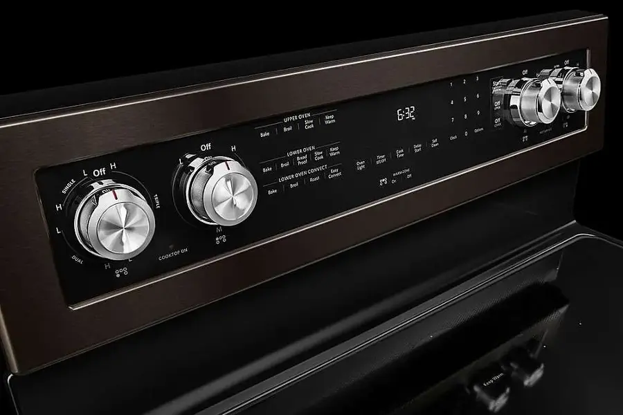 Alt View 16. KitchenAid - 6.7 Cu. Ft. Self-Cleaning Freestanding Double Oven Electric Convection Range - Black Stainless Steel.