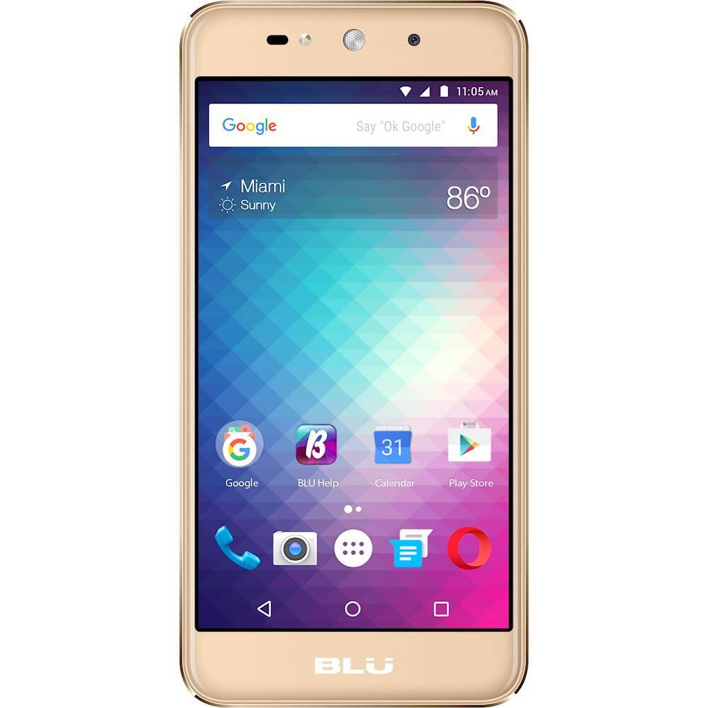 Front. BLU - Grand Max with 8GB Memory Cell Phone (Unlocked) - Gold.