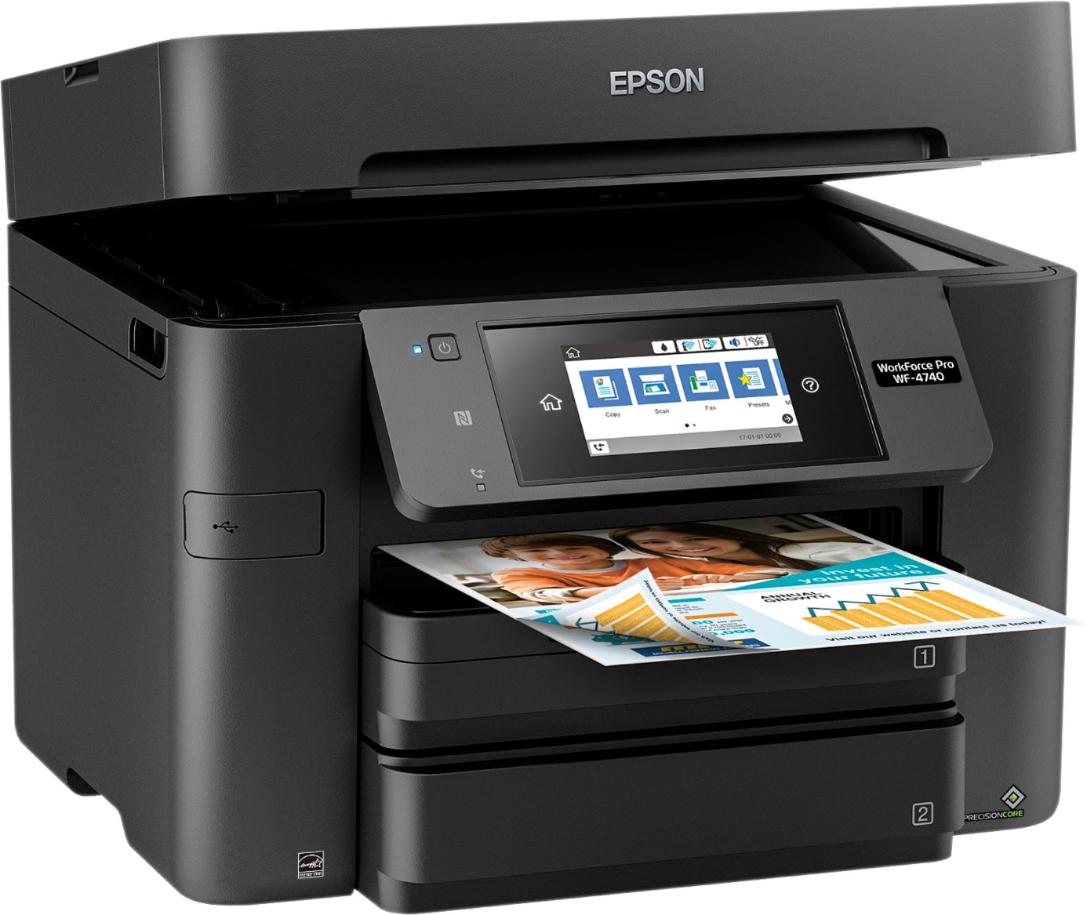 Angle View: Epson - WorkForce Pro WF-4740 Wireless All-In-One Inkjet Printer - Black