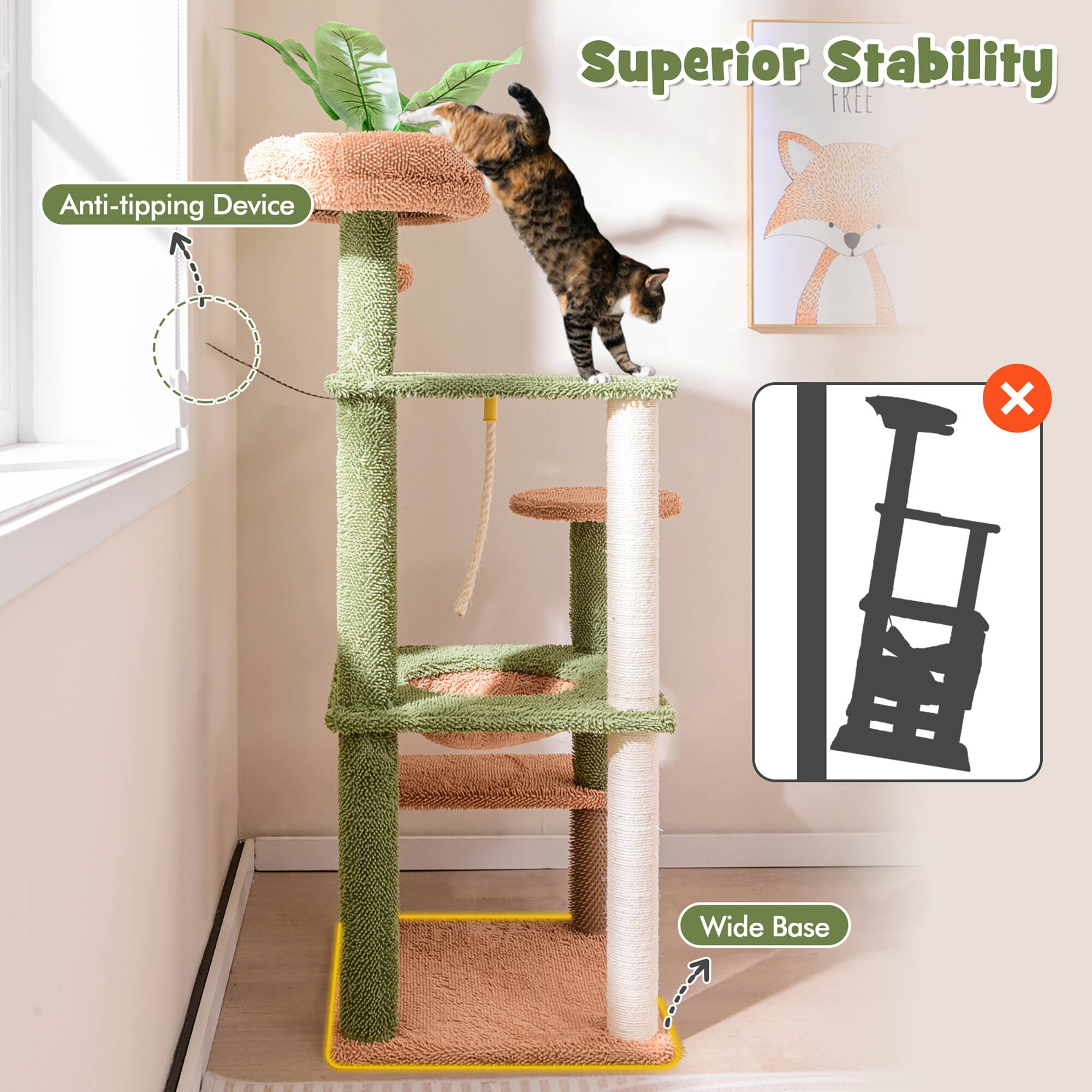 Superior Stability  
Anti-tipping Device  
Wide Base