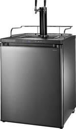 Insignia™ - 5.6 Cu. Ft. Dual Tap Beverage Cooler & Kegerator - Black stainless steel - Front_Standard