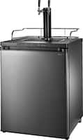 Insignia™ - 5.6 Cu. Ft. Dual Tap Beverage Cooler & Kegerator - Black stainless steel - Front_Zoom