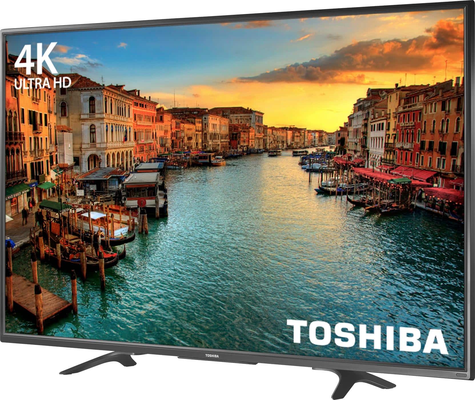 Left. Toshiba - 55" Class - LED - 2160p - with Chromecast Built-in - 4K UHD TV with HDR - Black.