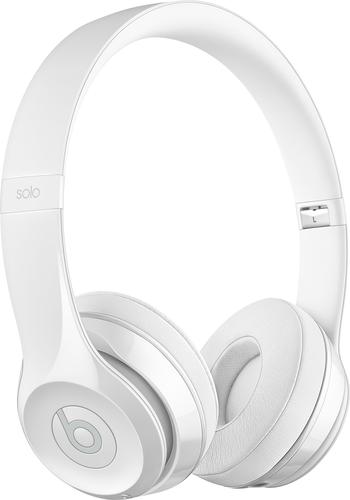 Beats by Dr. Dre - Geek Squad Certified Refurbished Beats Solo3 Wireless Headphones - Gloss White - Angle