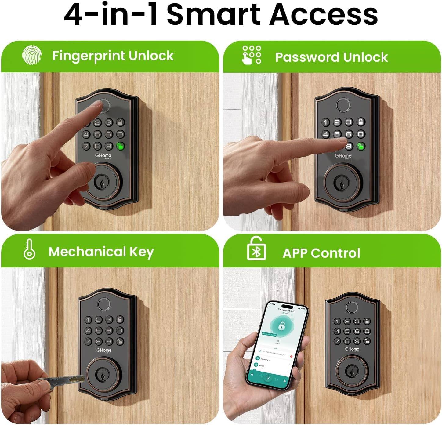 GHome Smart KD30B Keyless Entry Deadbolt with Fingerprint & Keypad