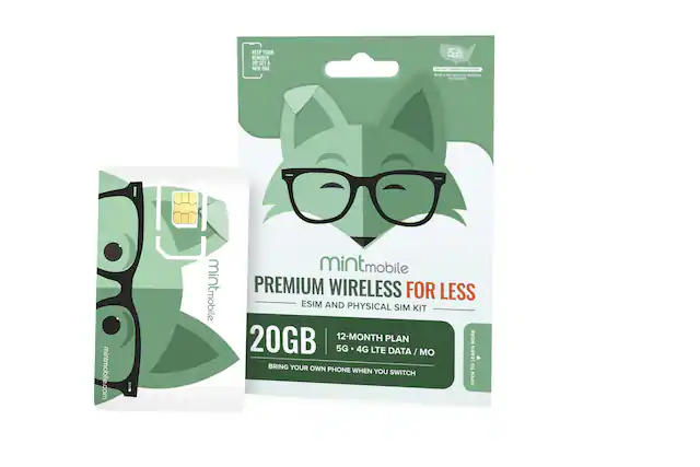 KEEP YOUR NUMBER OR GET A NEW ONE
50
MOBILE NETWORK
MA 4 NUY
- JPLISN -
CONTAINS
mintmobile.com
mintmobile
PREMIUM WIRELESS FOR LESS
ESIM AND PHYSICAL SIM KIT
20GB
12-MONTH PLAN
MORE
5G 4G LTE DATA / MO
LEARN
BRING YOUR OWN PHONE WHEN YOU SWITCH
OPEN