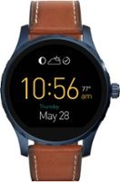 Fossil - Geek Squad Certified Refurbished Q Marshal Smartwatch 45mm Stainless Steel - Blue - Front_Zoom