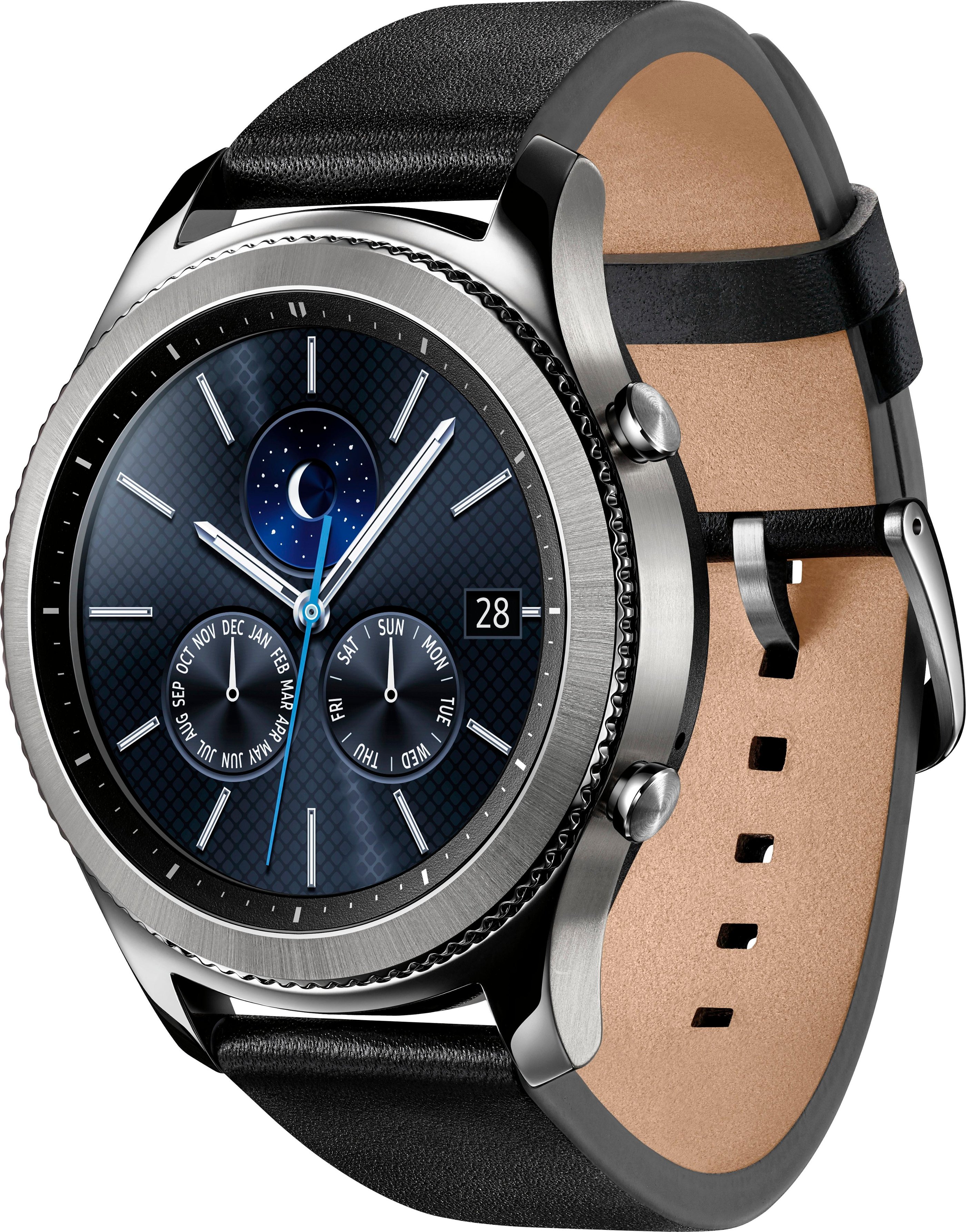Angle View: Samsung - Geek Squad Certified Refurbished Gear S3 Classic Smartwatch 46mm Stainless Steel - Silver